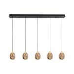 Závesné svietidlo Golden Egg, jantárovo-zlatá farba, dĺžka 107 cm, 5-svetelné