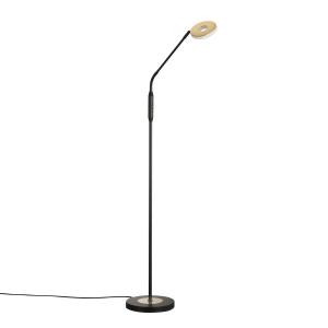 LED stojacia lampa Dent, čierna/zlatý list, 150 cm, CCT, 1 svetlo.