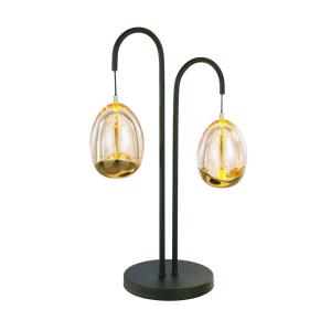 Stolná lampa Golden Egg čierna/jantárová 45 cm 2-svetlá kov/sklo
