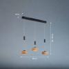Závesná LED lampa Shine-Wood, dub/čierna Dĺžka 100 cm 3 svetlá.