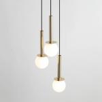 Závesné svietidlo Daisy, 3 svetlá, zlatá/biela/čierna, sklo