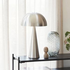 HÜBSCH Mush Vysoká stolová lampa, farba brúseného niklu, železo