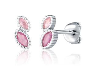 JVD Krásne strieborné náušnice s ružovými zirkónmi SVLE2156X61RU00