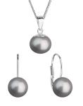 Evolution Group Sada strieborných šperkov s pravými perlami 29081.3 grey (náušnice, retiazka, prívesok)