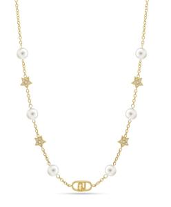 Liu Jo Pozlátený náhrdelník s kryštálmi a umelými perlami LJ2636