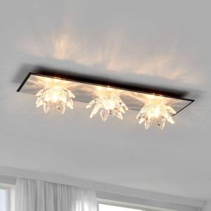 Stropné svietidlo Fiore Cristallo so striebornými listami 3 svetlá.