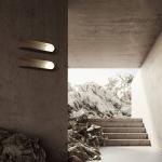 Nástenné svietidlo Fabbian Comet, zlatá farba, kov, sklo, G9