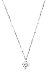 S`Agapõ Oceľový náhrdelník Srdiečko s perlou Message SSG26