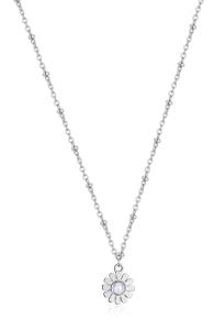 S`Agapõ Oceľový náhrdelník Kytička s perlou Message SSG25