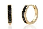 Sparkling Jewels Pozlátené náušnice s čiernymi kubickými zirkónmi EAG23-CZ02