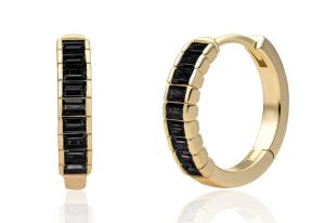 Sparkling Jewels Pozlátené náušnice s čiernymi kubickými zirkónmi EAG23-CZ02