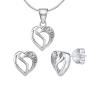 Silvego Strieborná súprava Trblietavé srdiečka JJJS659 (prívesok, náušnice)