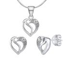 Silvego Strieborná súprava Trblietavé srdiečka JJJS659 (prívesok, náušnice)