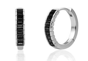 Sparkling Jewels Strieborné náušnice s čiernymi kubickými zirkónmi EAS23-CZ02