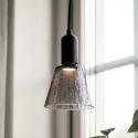 PR Home závesná lampa Tilda, dymovo sivá, Ø 12,5 cm, sklenená zástrčka