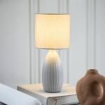 PR Home Stolná lampa Uno, svetlo sivá, výška 47 cm, textil/keramika