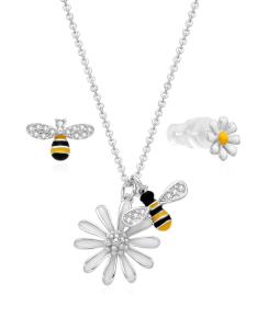 MOISS Hravá strieborná sada šperkov Včielky S0000691 (náhrdelník, náušnice)
