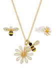 MOISS Hravá pozlátená sada šperkov Včielky S0000692 (náhrdelník, náušnice)