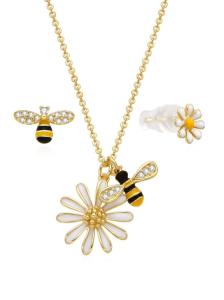 MOISS Hravá pozlátená sada šperkov Včielky S0000692 (náhrdelník, náušnice)