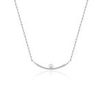 MOISS Elegantný strieborný náhrdelník so zirkónmi a perlou N0000320