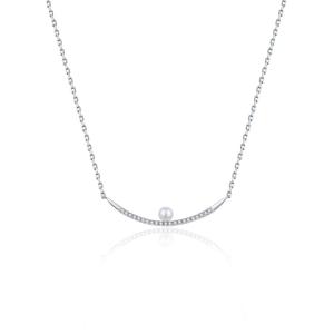 MOISS Elegantný strieborný náhrdelník so zirkónmi a perlou N0000320