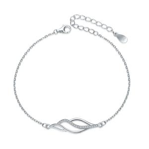 MOISS Dizajnový strieborný náramok so zirkónmi B0000503