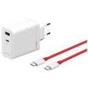 OnePlus SUPERVOOC 120W Dual USB-A + USB-C Cestovní Nabíječka + USB-C/USB-C Kabel White
