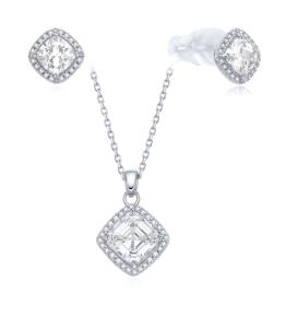 MOISS Strieborná sada blyštivých šperkov S0000689 (náhrdelník, náušnice)