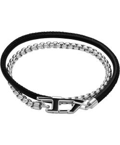 Diesel Obľúbený oceľový náramok s kožou Stackables DX1472040