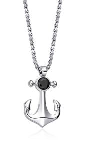 Diverse Oceľový pánsky náhrdelník so zirkónom Kotva N1000502