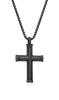 Diverse Čierny pánsky náhrdelník z ocele Krížik N1000509