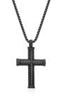 Diverse Čierny pánsky náhrdelník z ocele Krížik N1000509
