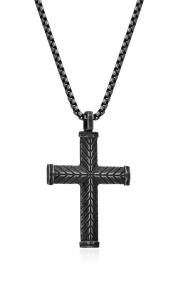 Diverse Čierny pánsky náhrdelník z ocele Krížik N1000509
