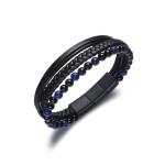 Diverse Kožený náramok s minerálnymi korálkami pre mužov B1G00211