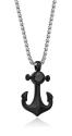 Diverse Oceľový pánsky náhrdelník so zirkónom Čierna kotva N1000503