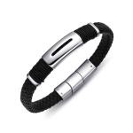 Diverse Moderný pánsky náramok z kože a ocele B1000150
