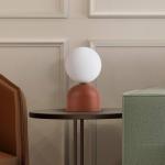 Stolná lampa Miki, terakota, výška 21 cm, kov/sklo, G9