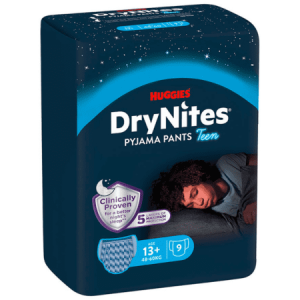 HUGGIES DryNites XL pre chlapcov (13+ rokov) plienkové nohavičky 9 ks