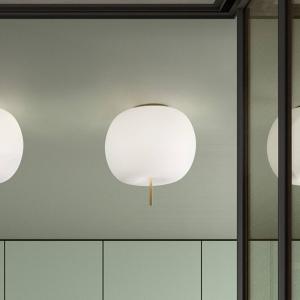 kdln Stropné svietidlo Kushi, mosadz/biela, Ø 16 cm, sklo