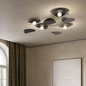 kdln Stropné svietidlo Flow, čierne, Ø 35 cm, kov/sklo