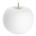 kdln LED stolová lampa Kushi, biela/mosadz, Ø 17 cm, sklo