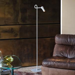 kdln LED stojacia lampa Bird, biela, 126 cm, kov, stmievateľná