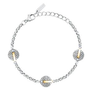 Trussardi Trblietavý bicolor náramok z ocele T-Round TJAYF10