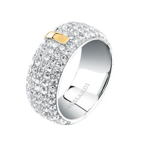 Trussardi Oslnivý bicolor prsteň s kryštálmi T-Round TJAYF1701 52 mm
