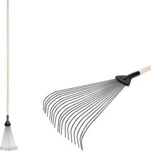 Hrable na lístie, 18-zubé, vejárové, nastaviteľné, s drevenou násadou