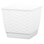 Kvetináč RATOLLA Square 250, biely, s podložkou