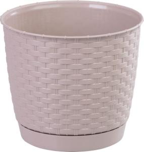 Kvetináč RATOLLA Round 190, mocca, s podložkou