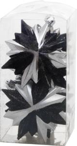 Vianočné ozdoby na stromček 6 ks, čierno-strieborné, 8x9,5 cm