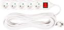 Emos Predlžovací kábel 10 m, biely, 5 zásuviek + vypínač
