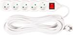 Emos Predlžovací kábel 10 m, biely, 5 zásuviek + vypínač